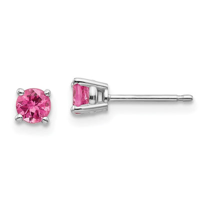 14k White Gold Pink Spinel Stud Earrings Gift for Women