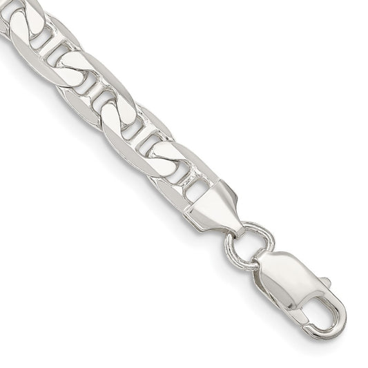 Sterling Silver 7mm Flat Anchor Chain Bracelet