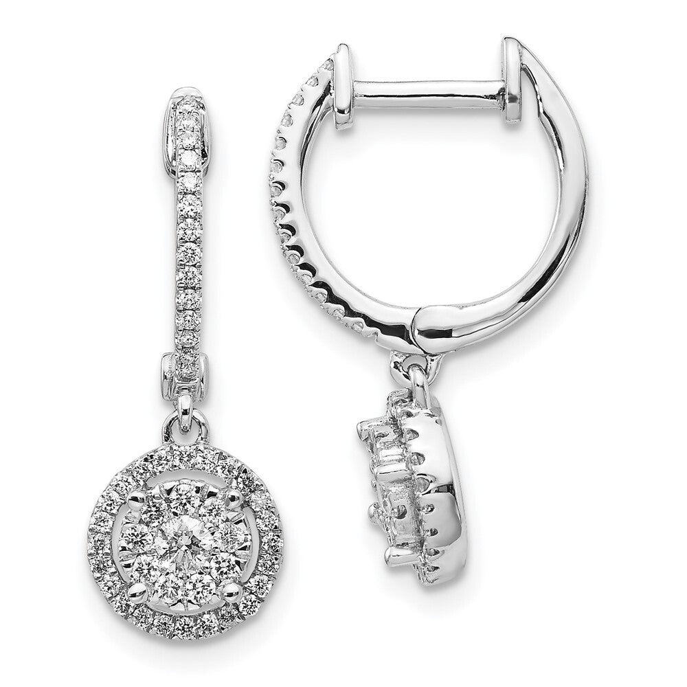 14k White Gold Diamond Hinged Hoop Earrings