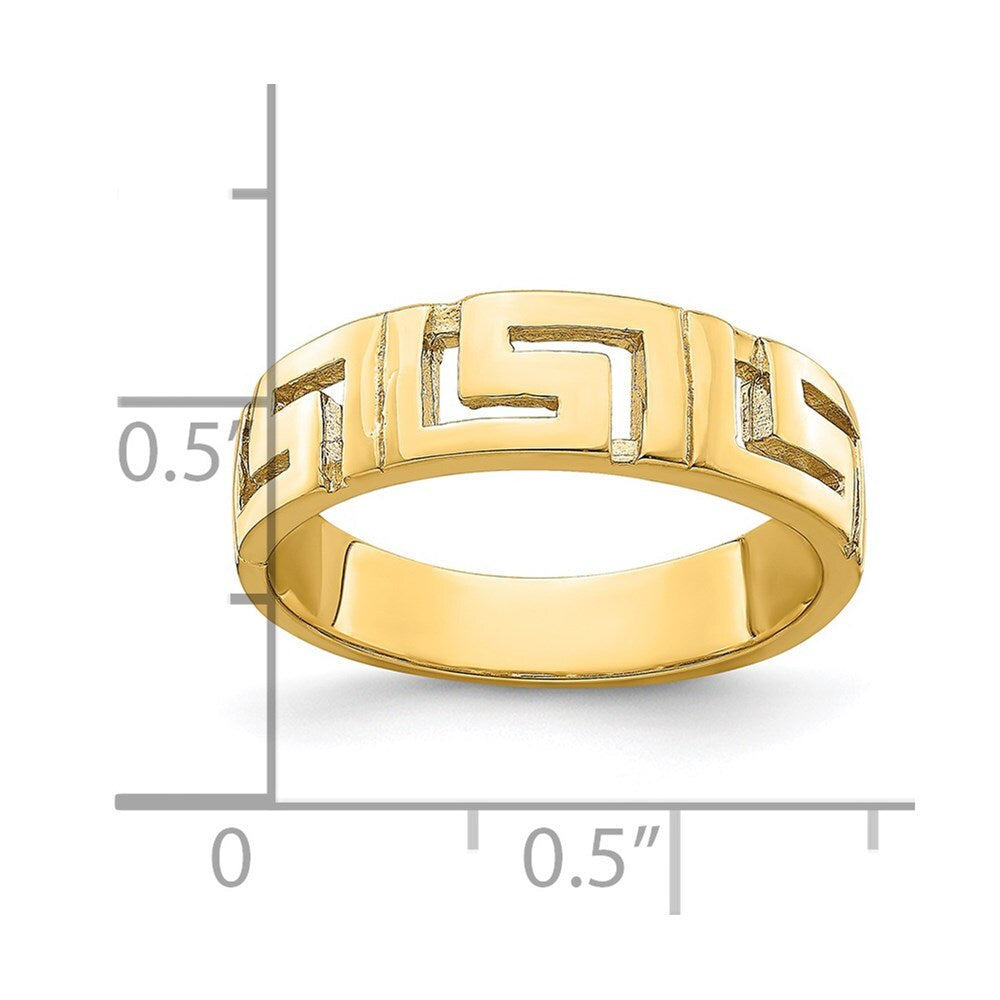 14K Yellow Gold Greek Key Band w/ Tapered Shank Ring Size 7