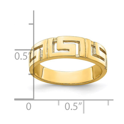 14K Yellow Gold Greek Key Band w/ Tapered Shank Ring Size 7
