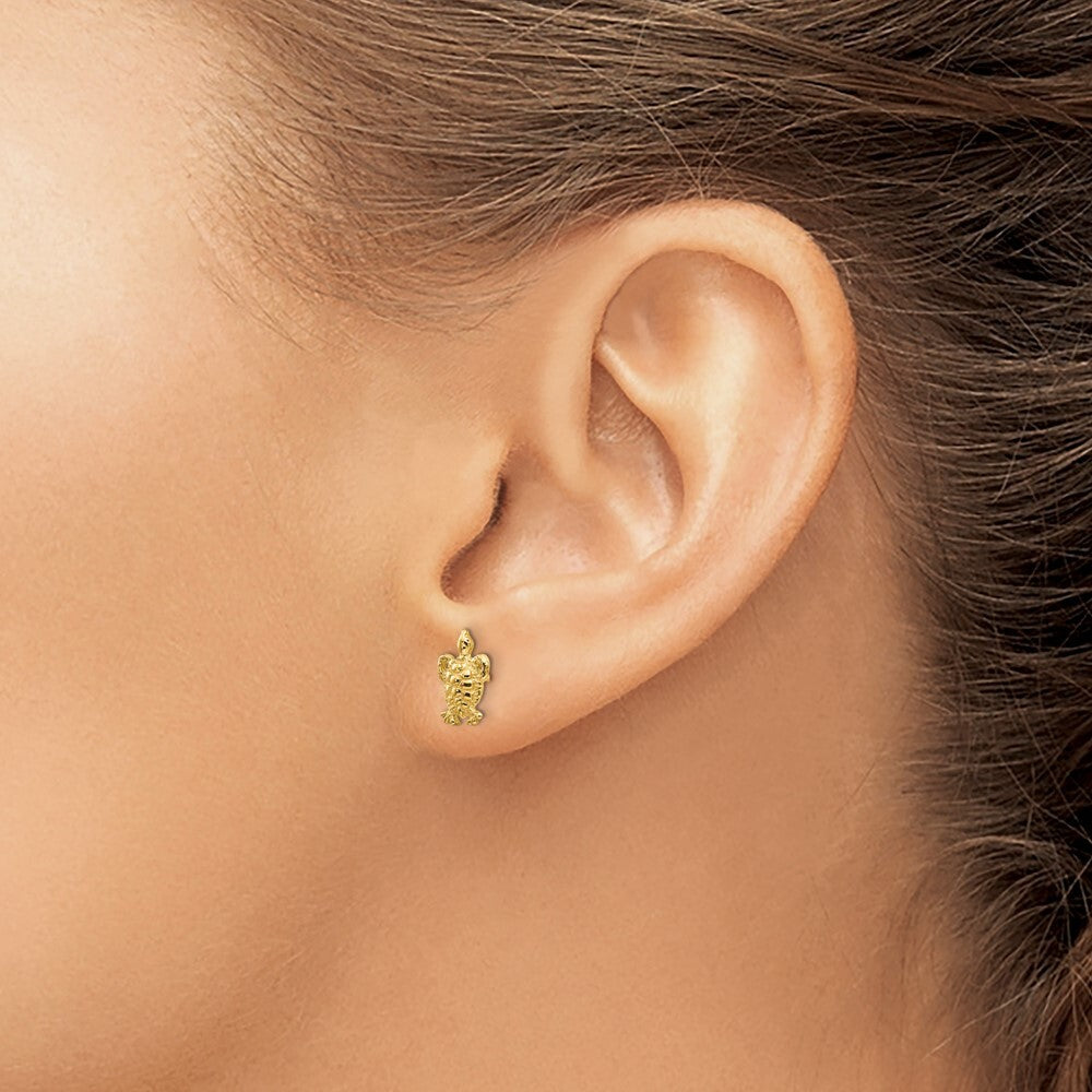 14k Yellow Gold Mini Turtle Stud Earrings