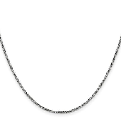 14K White Gold 20 inch 1.5mm Semi-Solid Round Box Chain Necklace