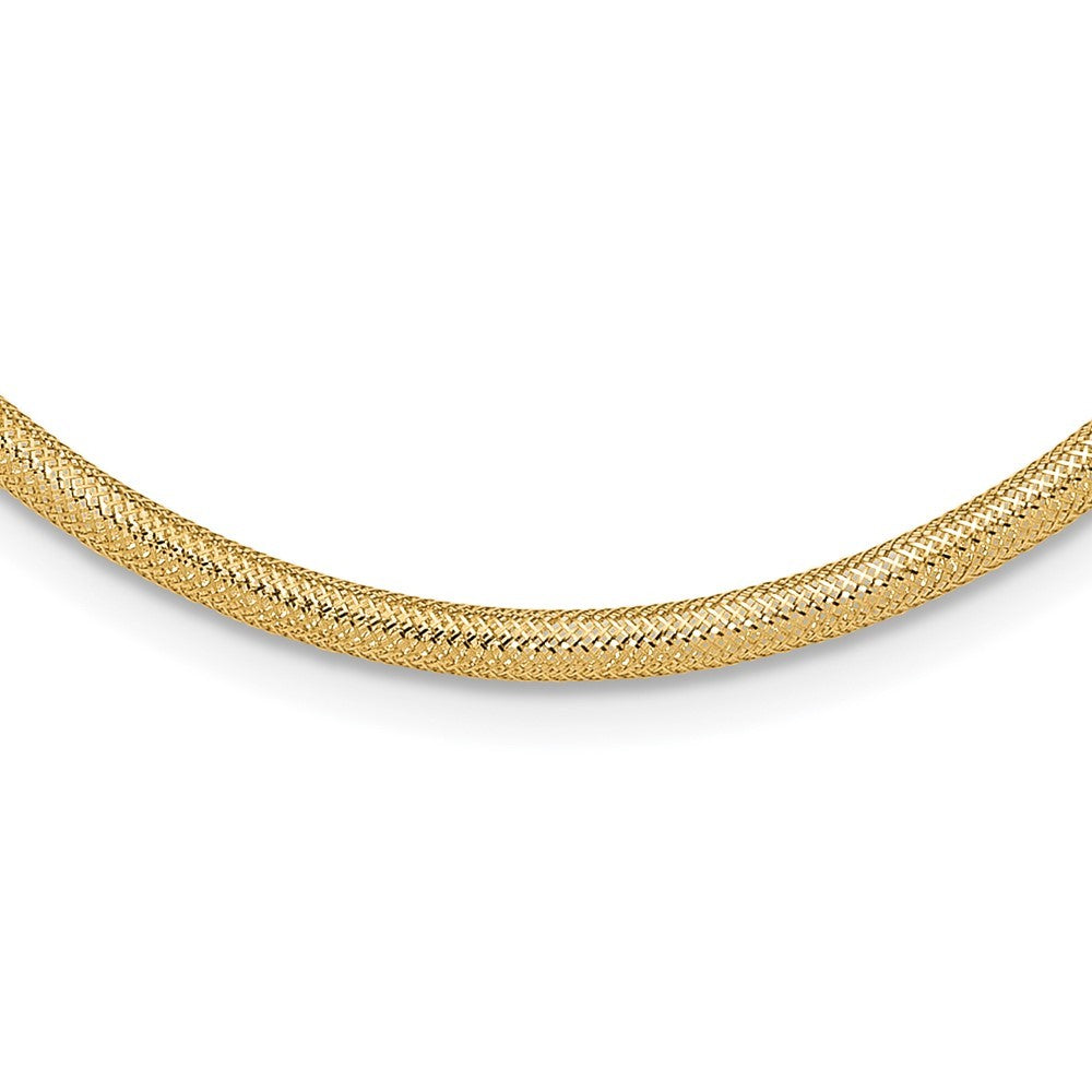 14k Yellow Gold 4mm Woven Stretch Mesh 17.5 inch Necklace
