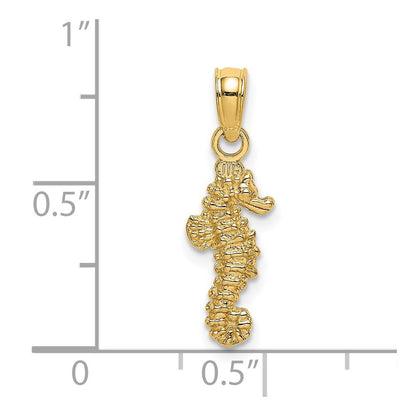 14k Yellow Gold 3-D Mini Seahorse Charm Pendant for Women