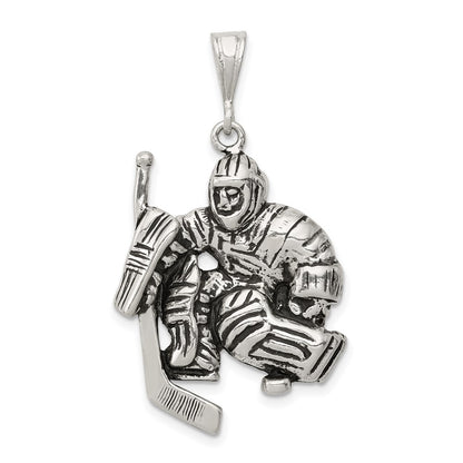 Sterling Silver Antiqued Hockey Player Charm Holiday Gift for Women