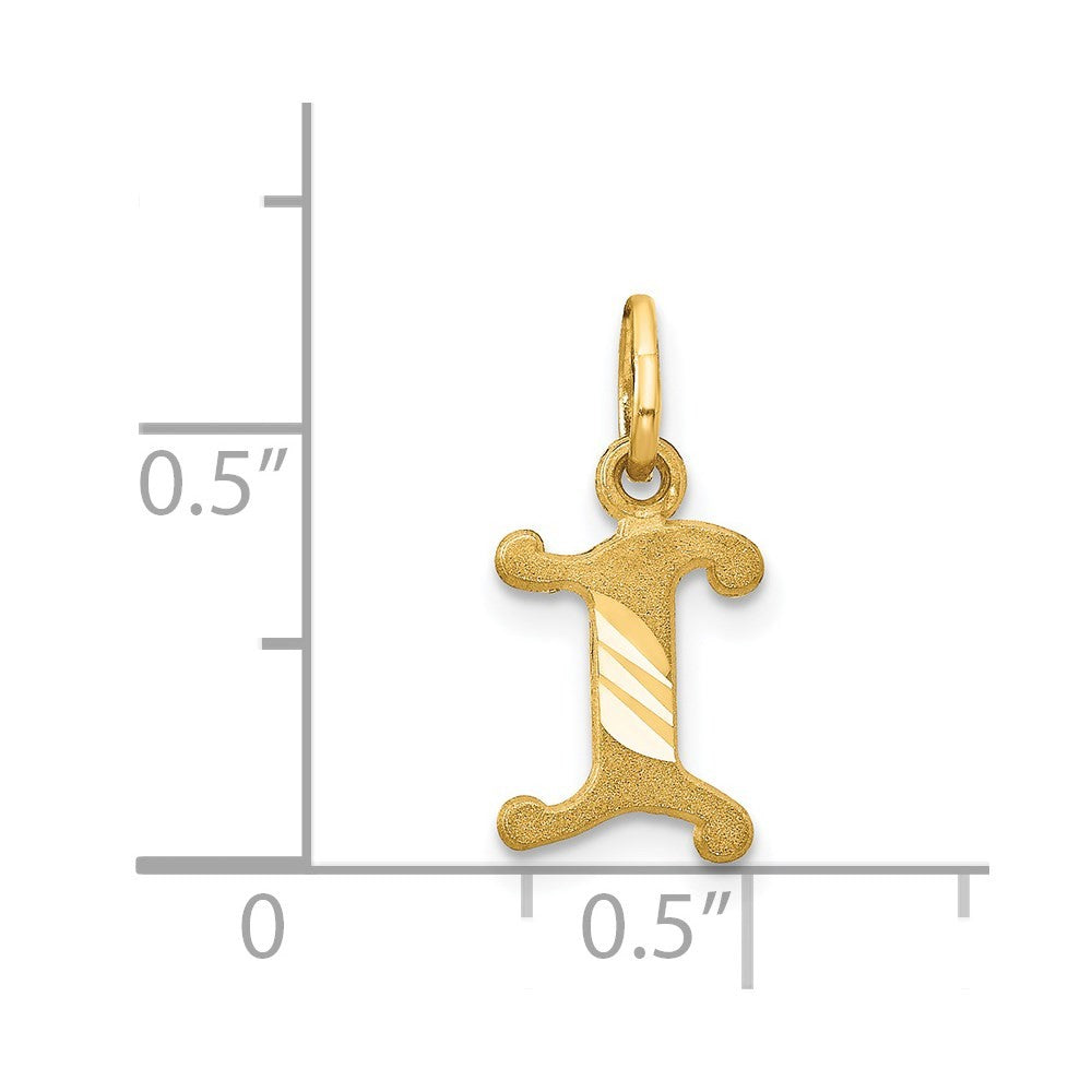 14k Yellow Gold Letter I Initial Charm Pendant
