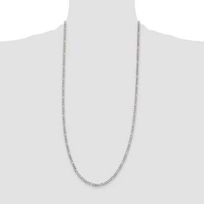 Sterling Silver 4mm Pave Flat Figaro Chain