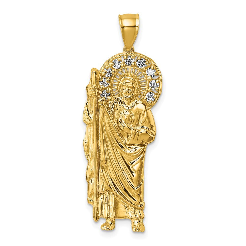 14k Yellow Gold Polished Cubic Zirconia St. Jude Pendant