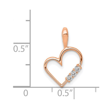 14k Rose Gold AA 1/20ct. Diamond Heart Pendant for Women
