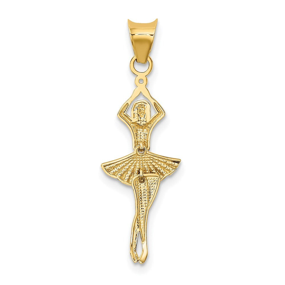 14k Yellow Gold Rhodium Polished Moveable Dancer Pendant for Women