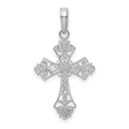 14k White Gold Filigree Cross Charm
