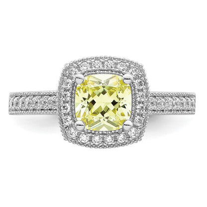 Sterling Silver Rhodium plated White and Yellow CZ Ring Size 8