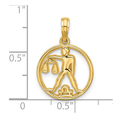 14k Yellow Gold Polished Round Libra Pendant for Women