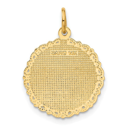 14k Yellow Gold RN Registered Nurse Disc Charm Pendant for Women