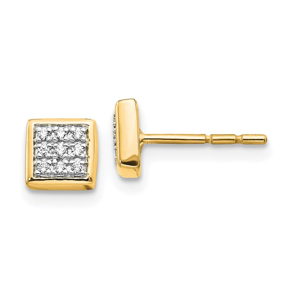 14k Yellow Gold Diamond Stud Earrings