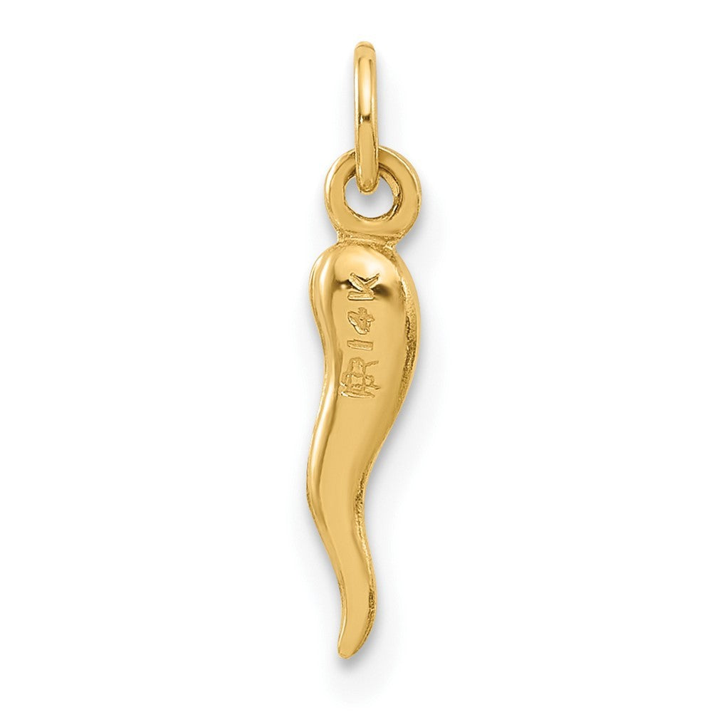 14k Yellow Gold Polished Hollow  Italian Horn Pendant