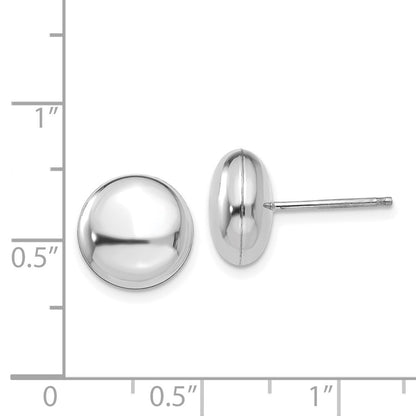 14k White Polished 10.5mm Button Stud Earrings