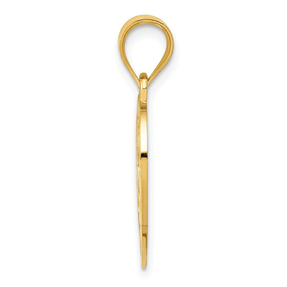 14k Yellow Gold Heart Charm Pendant for Women