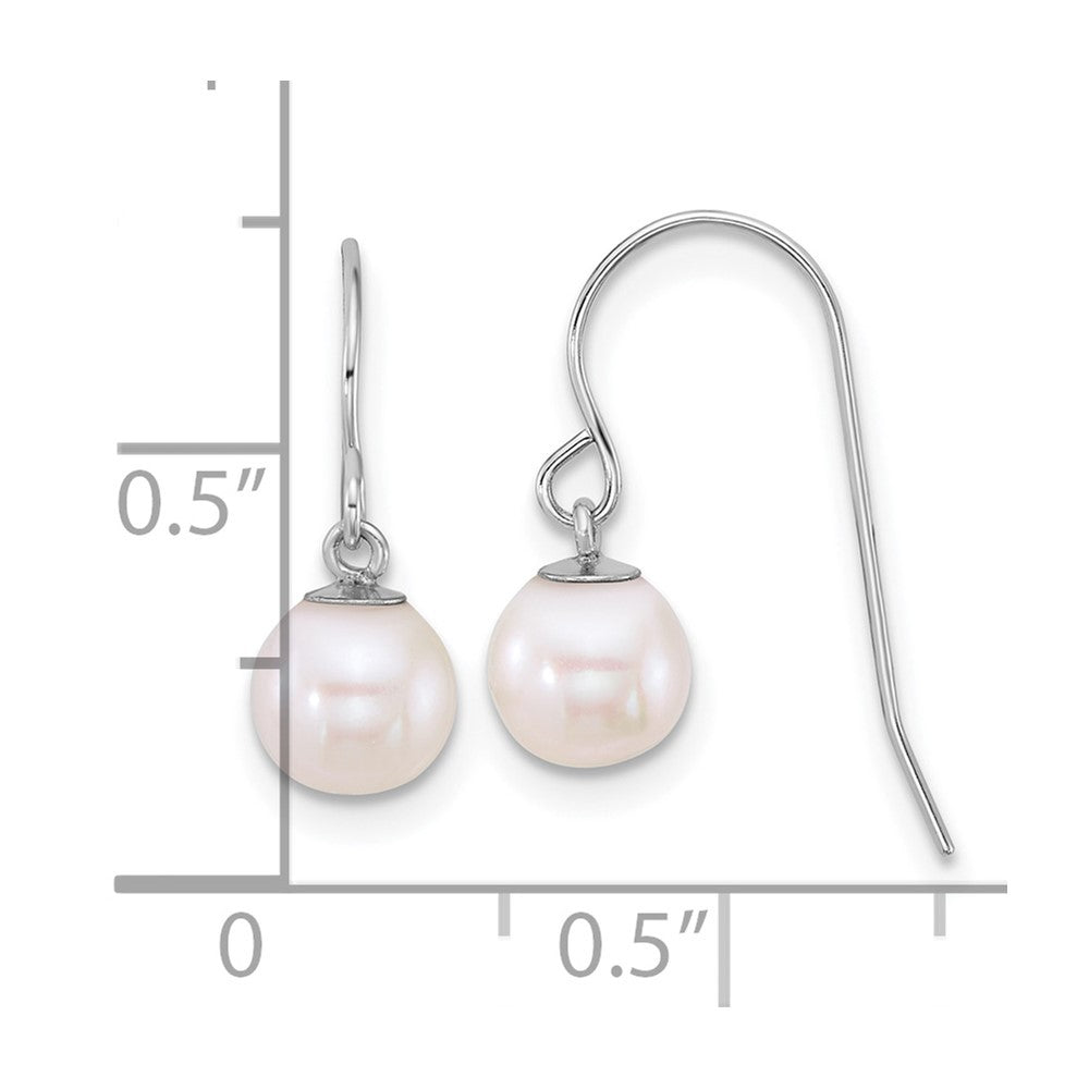 14k Gold Polished 6-7mm Freshwater Culture Pearl Dangle Shepherd Hook Earrings