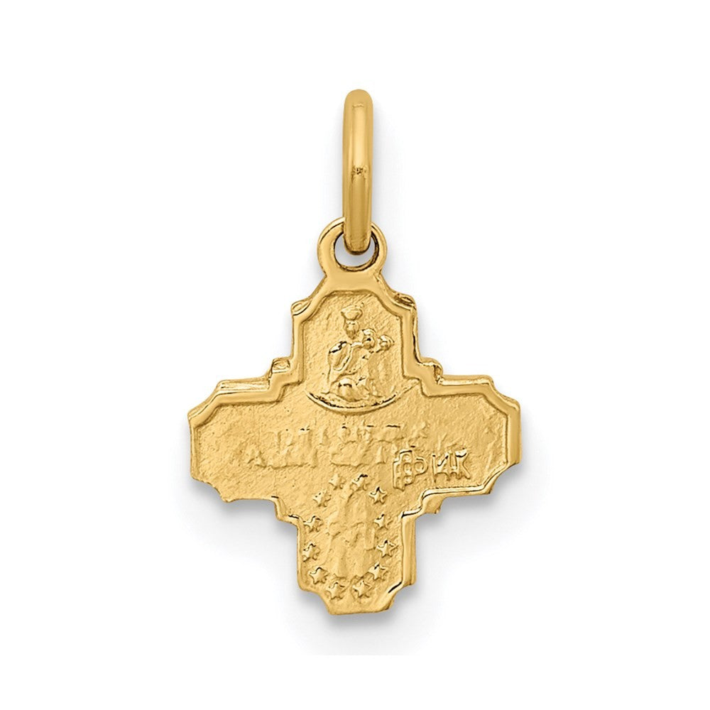14k Yellow Gold Solid Polished Tiny 4-Way Medal