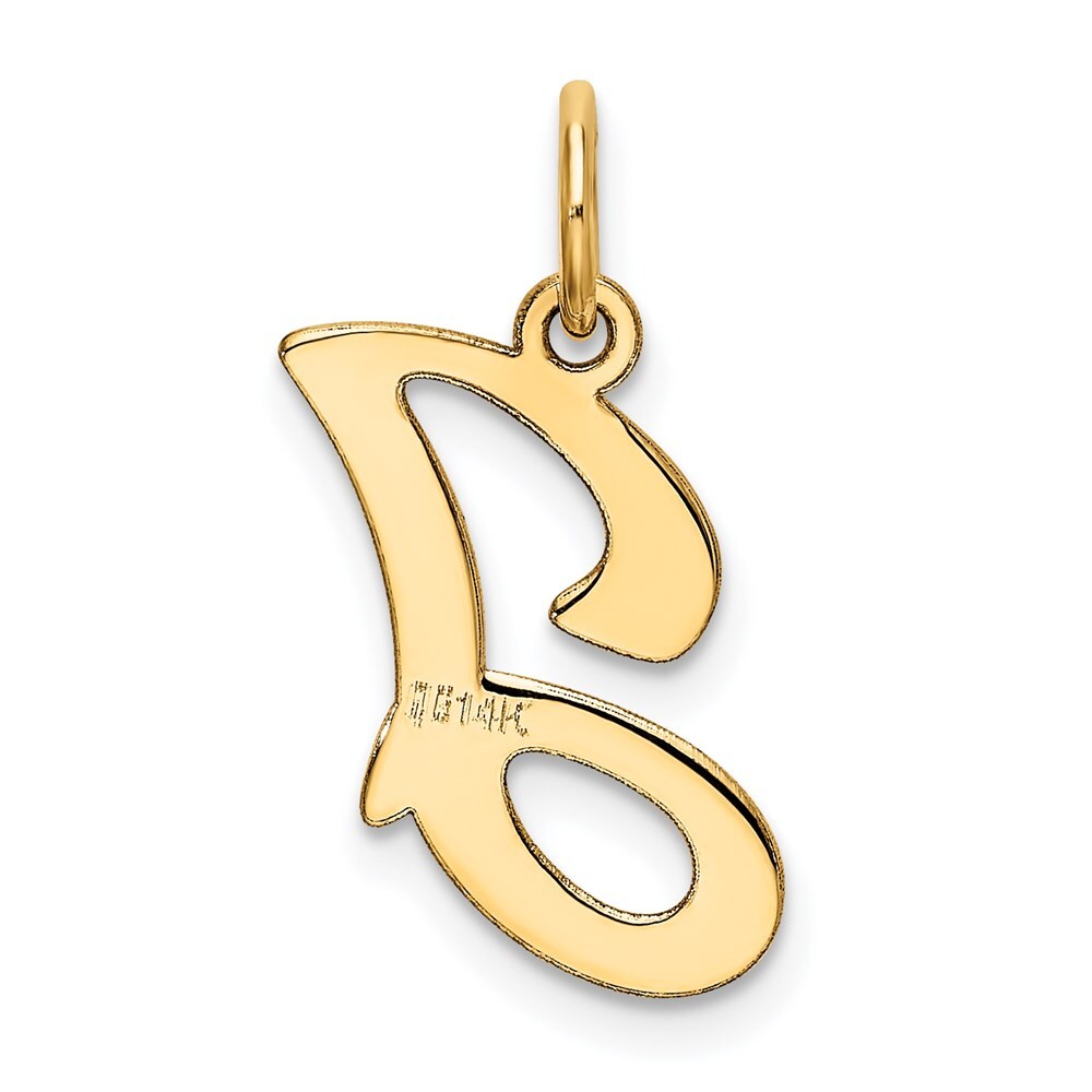 14k Yellow Gold Script Letter J Initial Charm Pendant for Women