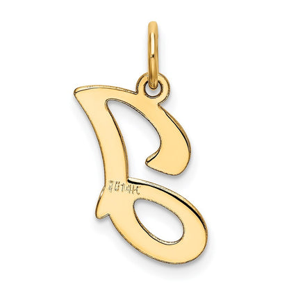 14k Yellow Gold Script Letter J Initial Charm Pendant for Women