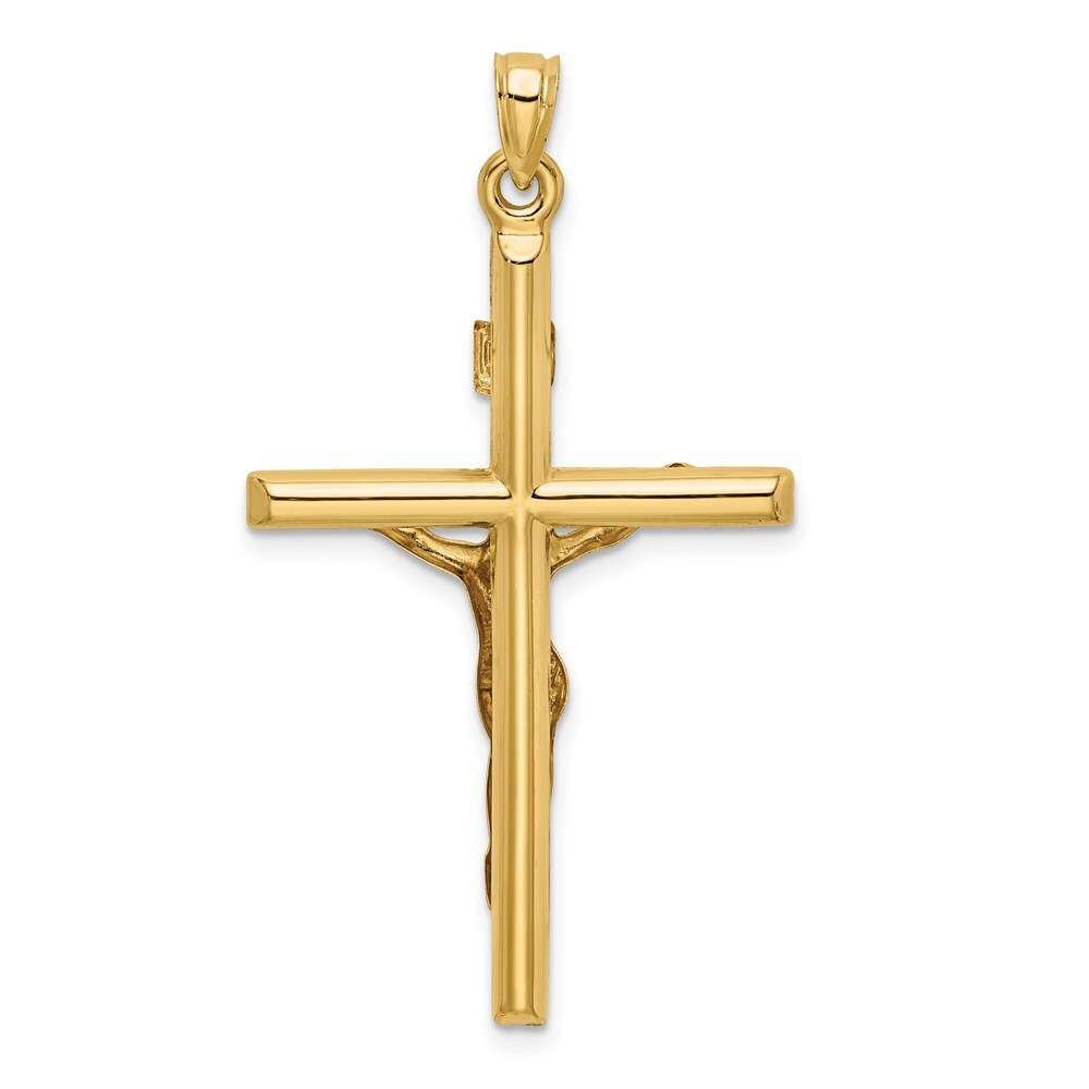 14k Two-tone Gold Hollow Crucifix Pendant for Women