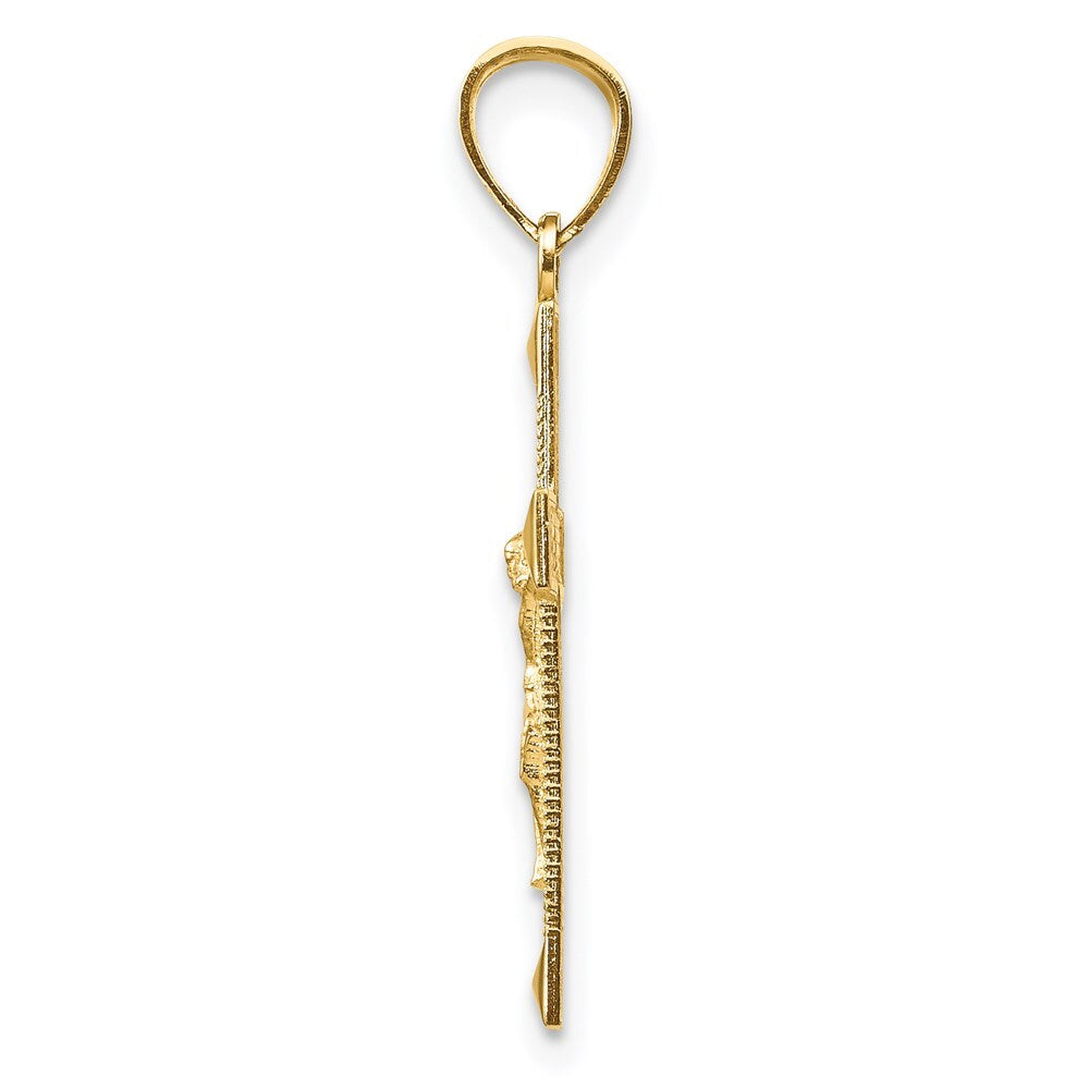 14k Yellow Gold Diamond-cut Crucifix Pendant for Women