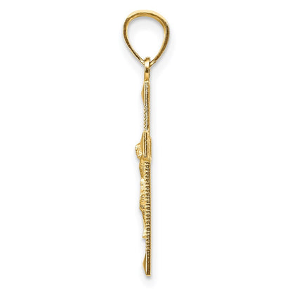 14k Yellow Gold Diamond-cut Crucifix Pendant for Women