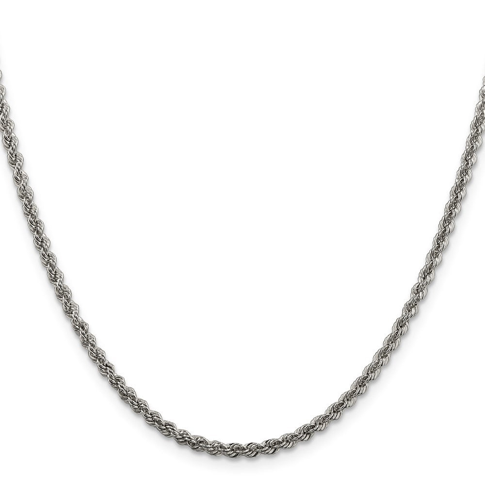 Sterling Silver 2.5mm Solid Rope Chain Necklace