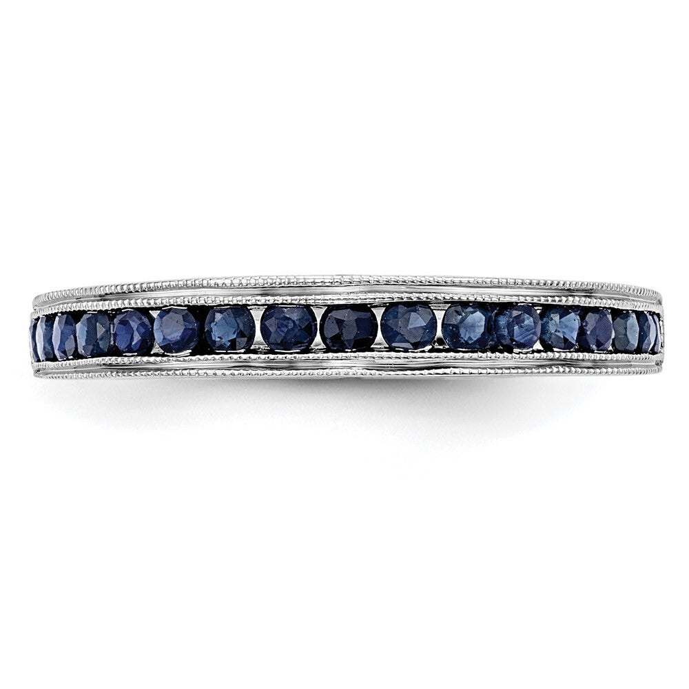 14k White Gold Blue Sapphire Complete Channel Band Size 7
