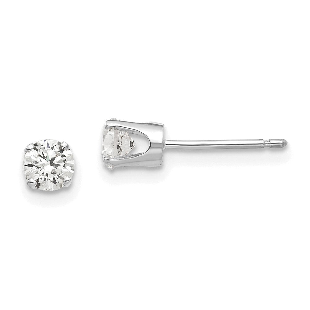 14k White Gold 4mm Cubic Zirconia Stud Earrings Gift for Women