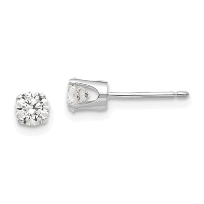 14k White Gold 4mm Cubic Zirconia Stud Earrings Gift for Women