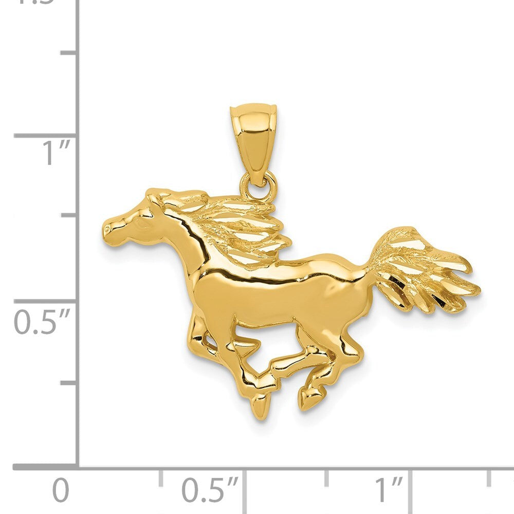 14k Yellow Gold Polished Horse Pendant for Women