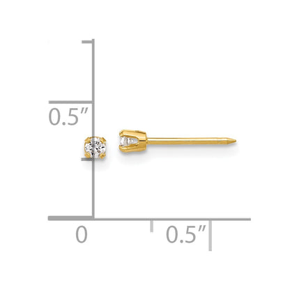 14k Yellow Gold Polished 2.4mm .10ct Lab Grown Diamond Stud Piercing Earrings
