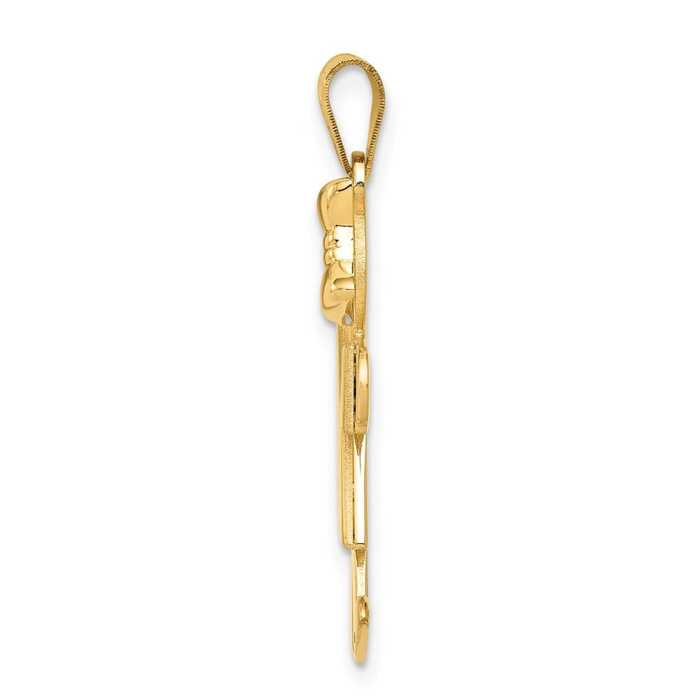 14k Yellow Gold Solid Engravable Girl with Bow on Right Charm
