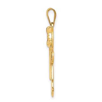 14k Yellow Gold Solid Engravable Girl with Bow on Right Charm