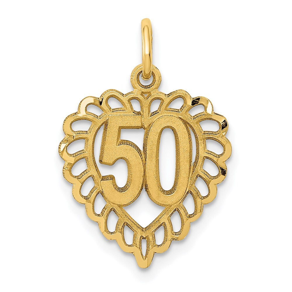 14k Yellow Gold 50 in Heart Charm Pendant for Women
