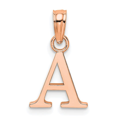 14K Rose Gold Polished Block Letter A Initial Pendant