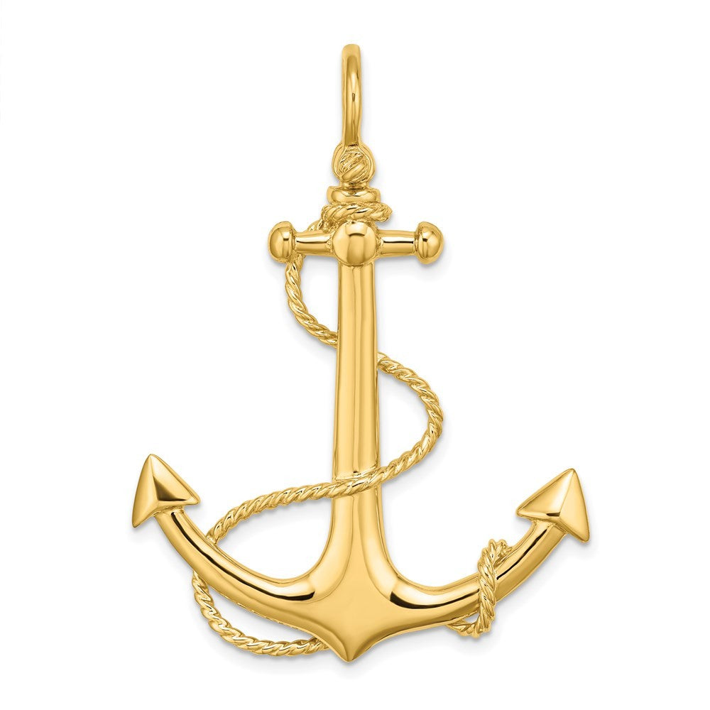 14k Yellow Gold 3-D Large Anchor w Rope Charm