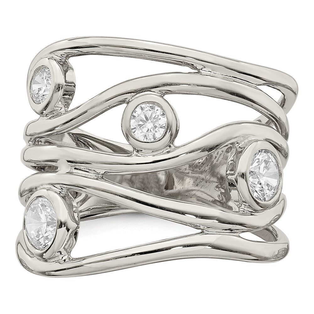 Sterling Silver Fancy Cubic Zirconia Ring Size 8