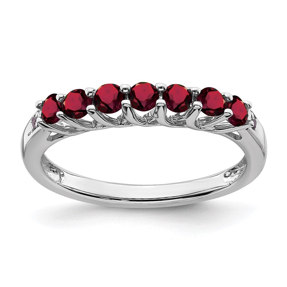 Sterling Silver Rhodium-plated Created Ruby and Diamond Ring Size 7
