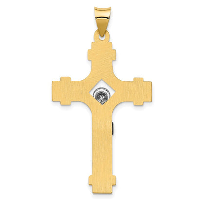 14k Two-tone Gold Polished INRI Crucifix Pendant for Women