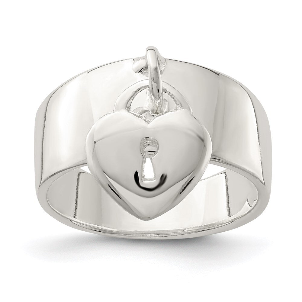 Sterling Silver Dangle Lock Ring Size 6