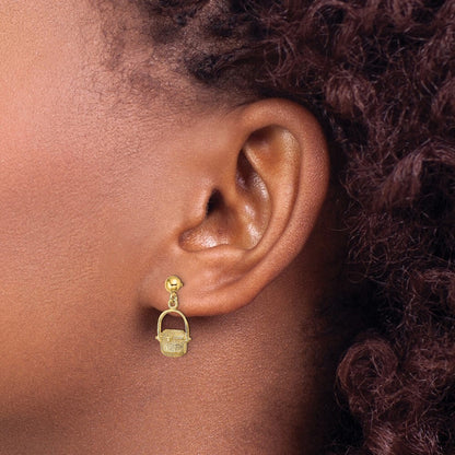 14k Yellow Gold Nantucket Basket Stud Earrings Gift for Women