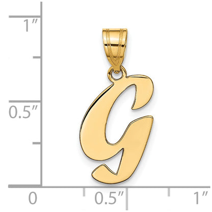 14k Yellow Gold Polished Script Letter G Initial Pendant for Women