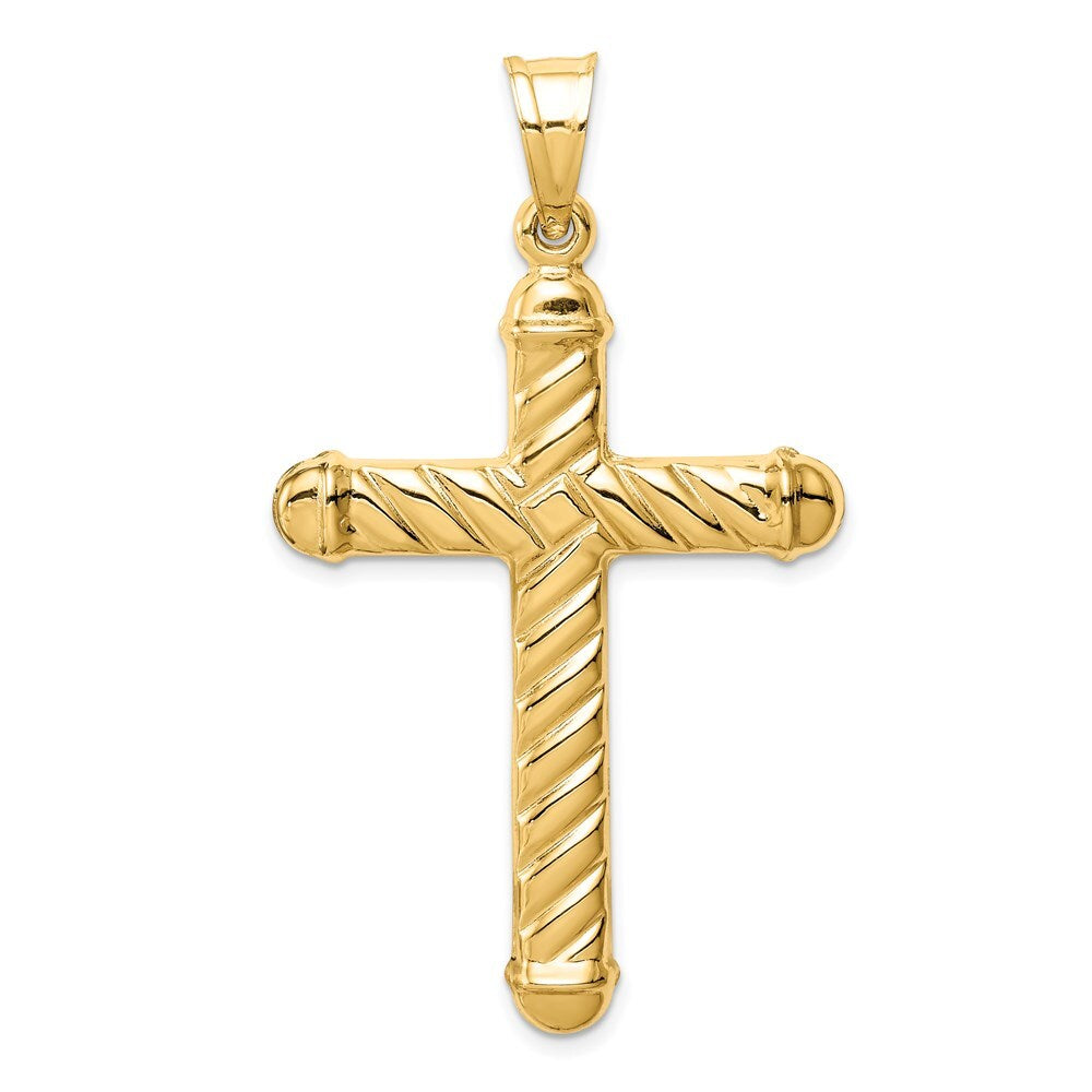 14k Yellow Gold Hollow Cross Pendant