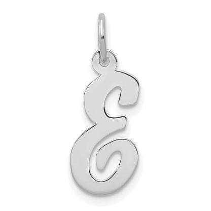 14k White Gold Medium Script Letter E Initial Charm Pendant