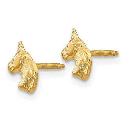 14k Yellow Gold Unicorn Earrings